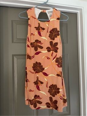 Yireh Peach Floral Sleeveless Mini Dress